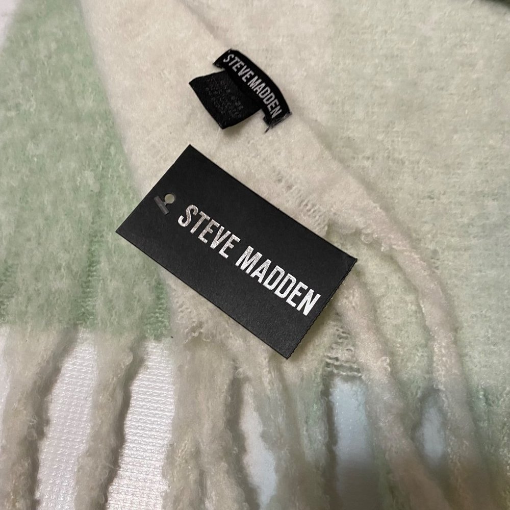 Steve Madden Lime Striped Plaid Muffler - Picture 9 of 16